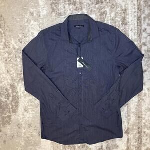 Kenneth Cole Shirt Men's NWT Large, Blue White Pinstripe Button Up Casual Office